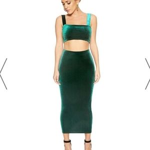 Emerald Green Naked wardrobe midi skirt set